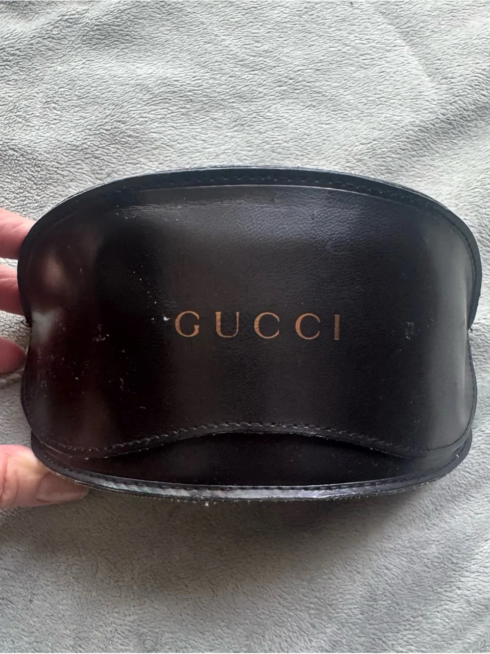 Gucci Black Leather Case with Gold Logo